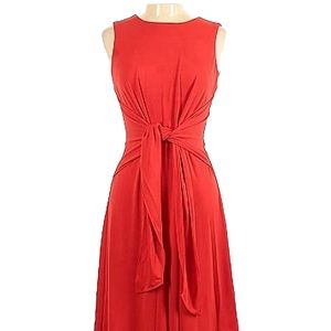 Ann Taylor red orange stretchy sleeveless tie front midi dress size XL NWT
